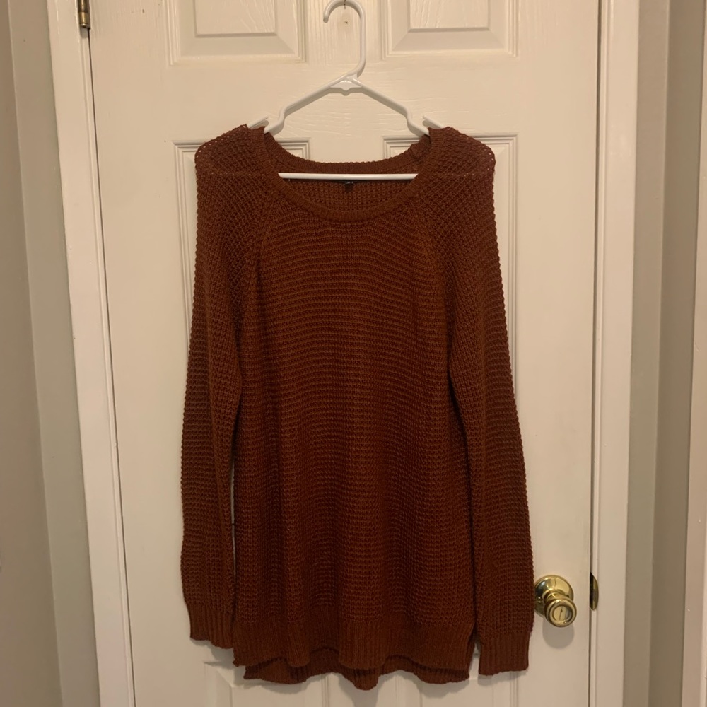 NWOT Staccato burnt orange waffle knit sweater with elbow patches